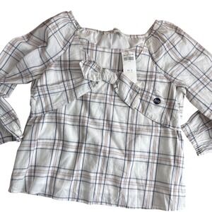 SALE Abercrombie Girls Plaid Shirt Long Sleeve Bow Tie Top‎ 11/12